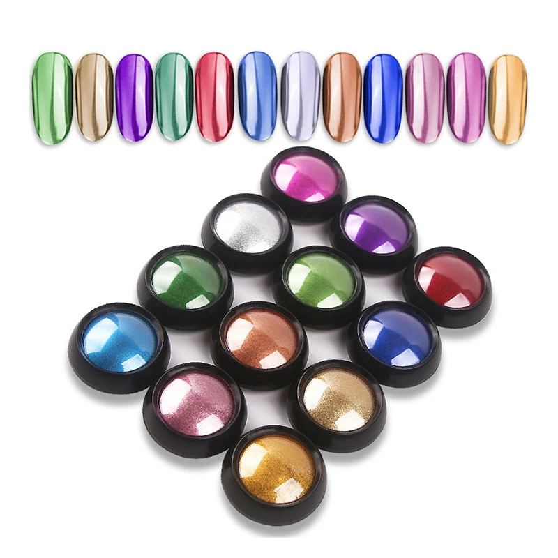 Chrome Nail Powder Metallic Mirror Effect Holographic Aurora for Nail Art Gel Polish Mermaid Dipping Powder