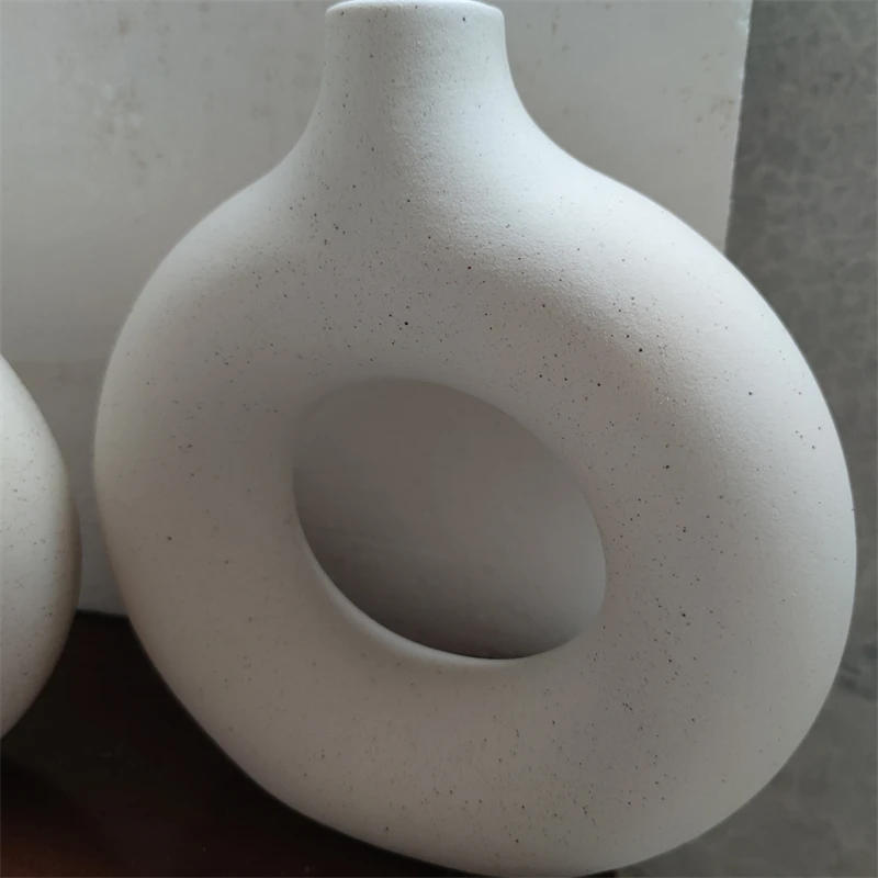 Beige White Ceramic Vase Set 2 for Modern Home Decor Boho Round Matte Vase for Farmhouse Wedding Party Living Room Office Decor