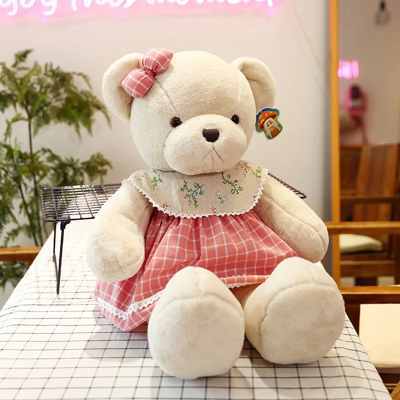 wedding bear stuffed plush animal teddy bear big filling cotton plush doll with dress customized