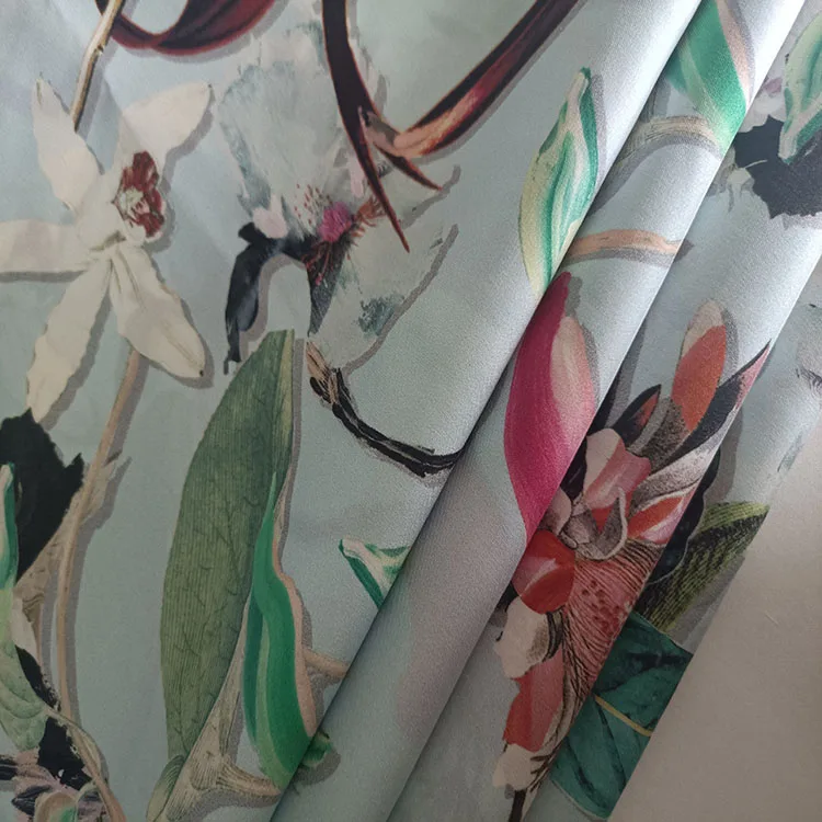 Индивидуальный рисунок лотоса 97% шелк 3% спандекс принт стрейч ткань 19 мм для платья