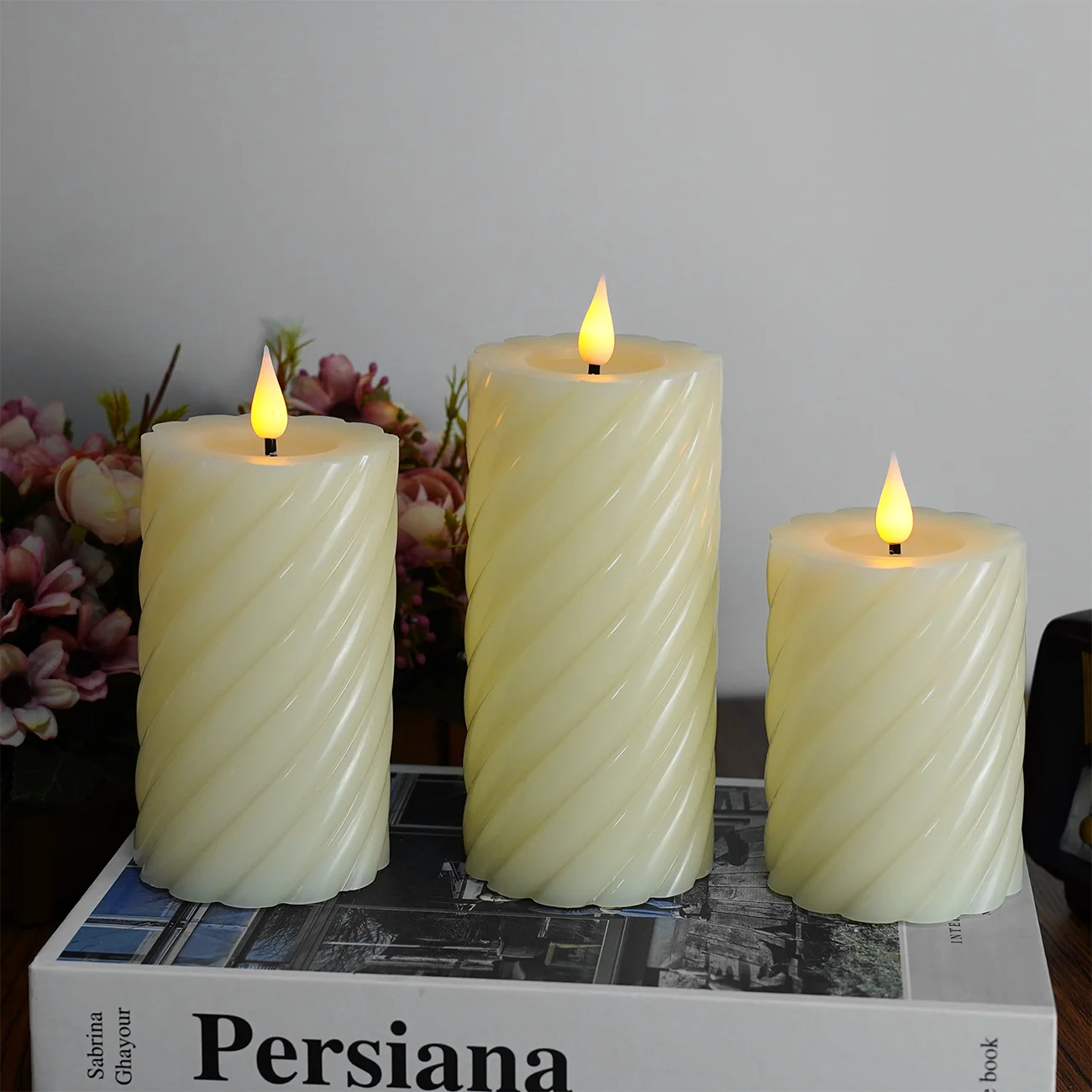 led flameless candle helical Solid wax Christmas candle Church prayer candle wedding