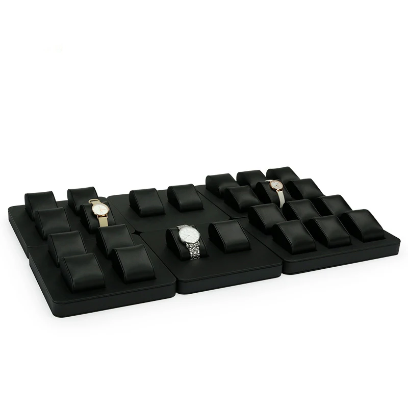 SUNDO High Quality Leather Watch Tray Organizer Storage Custom Velvet Stackable Watch Tray