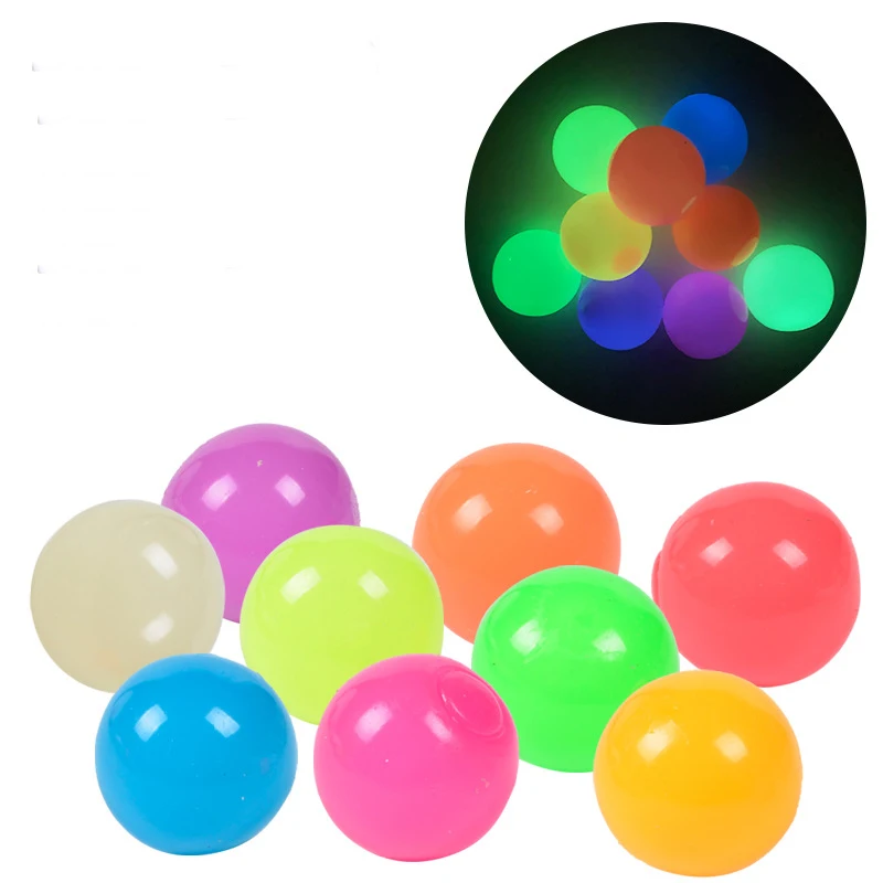 High Bright Luminous Anti Stress 4.5cm Thickened Mochi Squishy Sticky to the Wall Slowly Fall off Glow in Dark Fidget Ball Toy