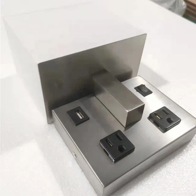 Customized Brushed Nickel Wall Sconce plug-in wall lamp with USB charging port modern hotel bedside lamp