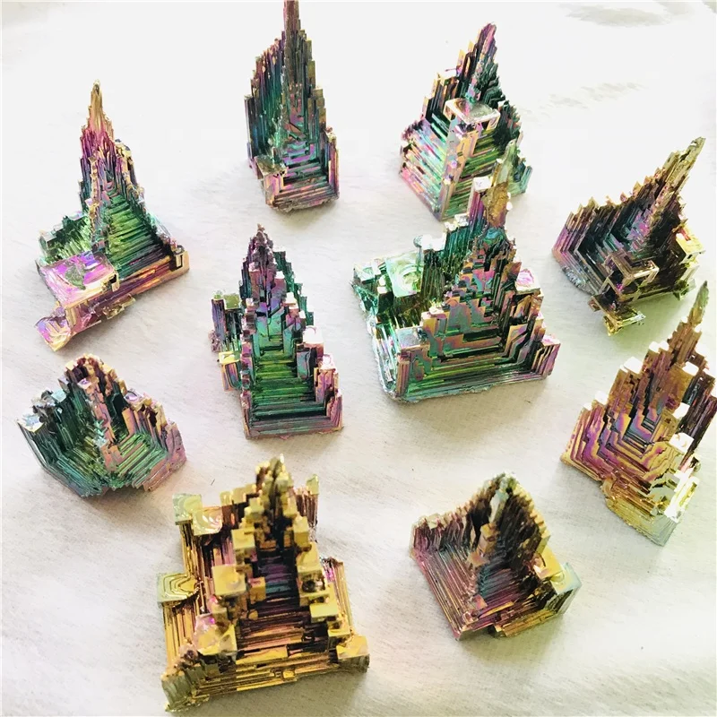 Wholesale Natural Rainbow Bismuth Ore Crystal Metal Ore Bismuth Mineral Specimen