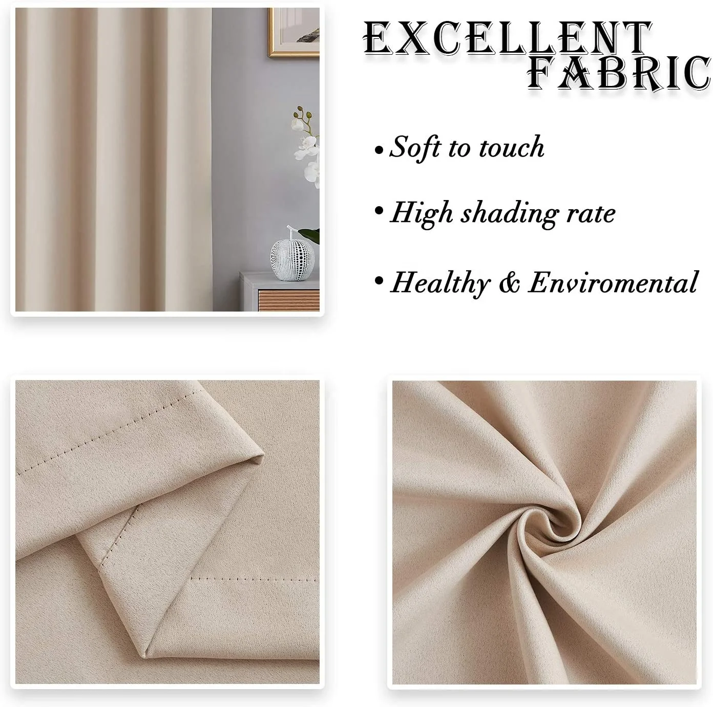 Готовые элегантные однотонные теплоизолированные Энергоэффективные затемняющие плотные недорогие занавески, люверсы для отеля, шторы для спальни