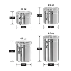 Dishwasher safe 5 Inch Stainless steel canister sets metal tea coffee sugar storage jars canisters