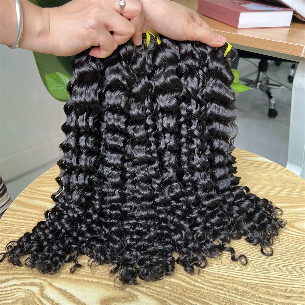 Cheveux Raw Vitenamese Hair Bundles Humain Hair Super Double Drawn 100% Unprocessed Brazilian Deep Curly Hair Bundles