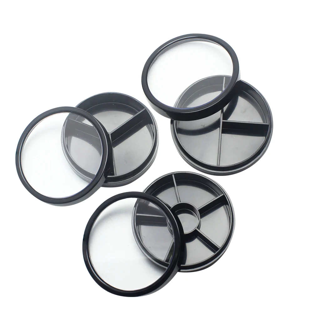 3 colors 6 colors eyeshadow compact powder container empty black plastic blusher palette packaging