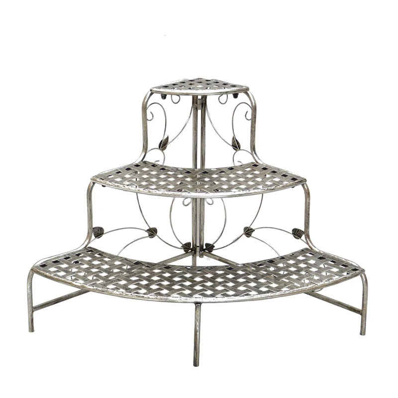 Corner Flower Pot Stand Gardening Supplier Metal 3 Tier Plant Rack Iron Outdoor Floor Flower Stand Shelf