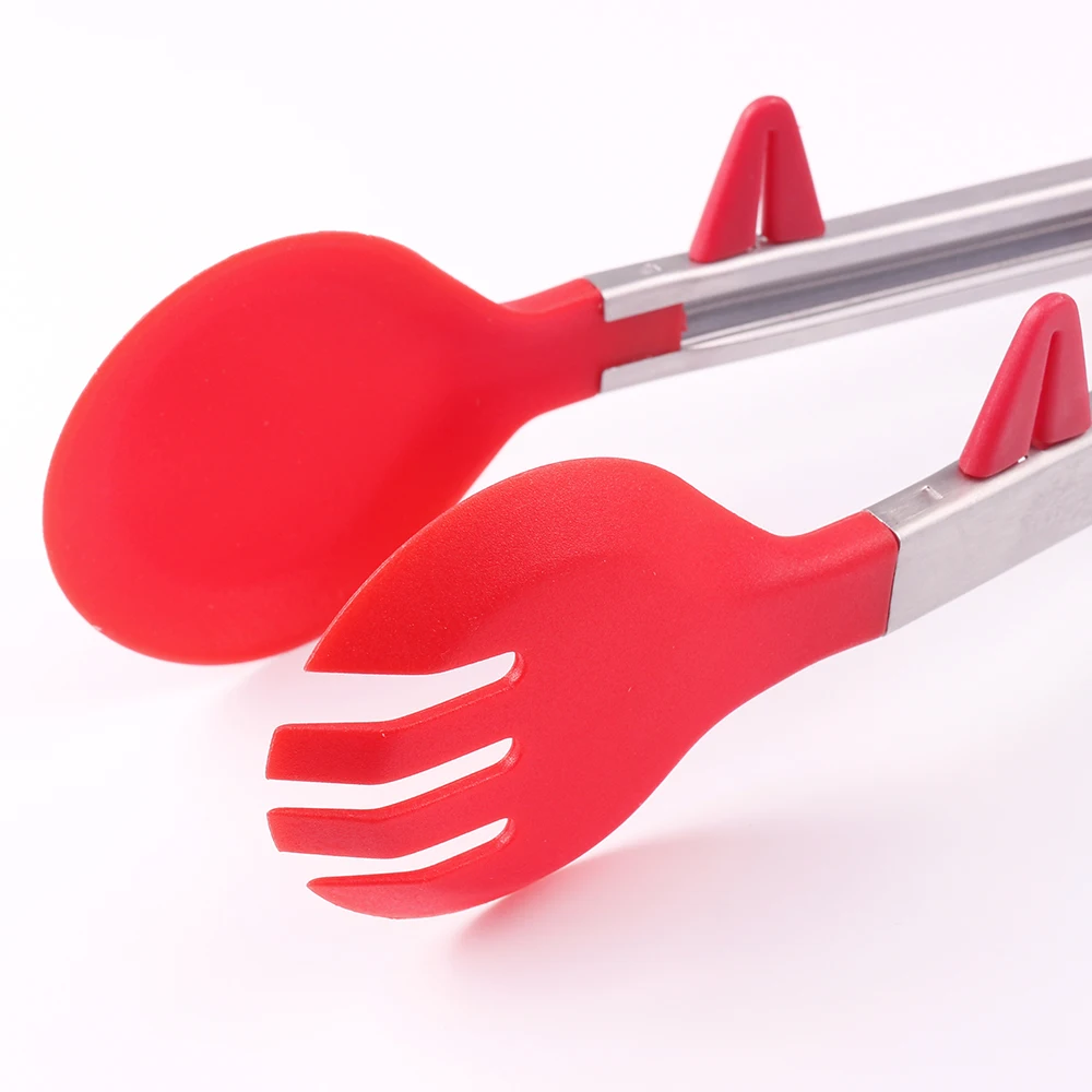 2023 Oem 12 inch stainless steel hot selling including food turner fork spatula tip bbq silicone food tongs clip set