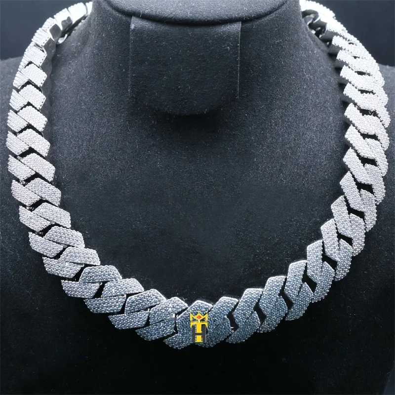 Iced out cz miami cuban chain necklace thick link chain necklace wide diamond hiphop rapper necklace