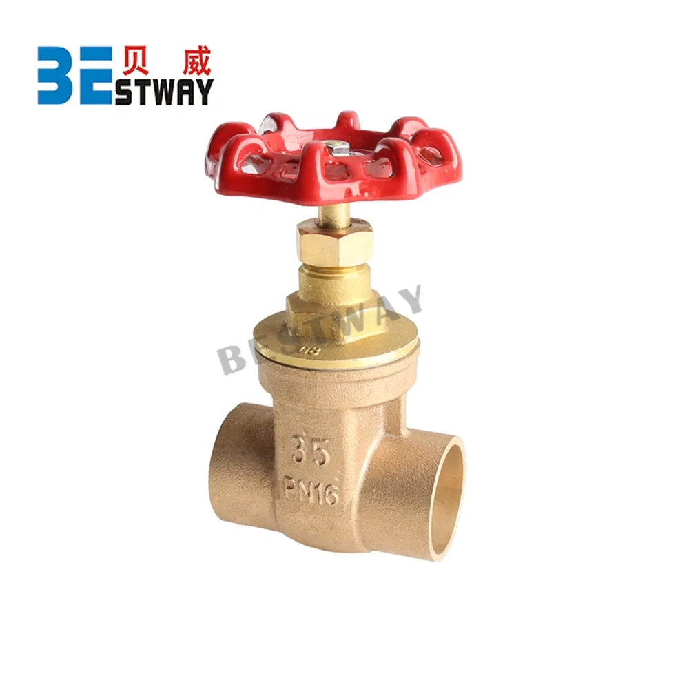 Bronze PN16 PN25 Welding 1/2 Inch Gate Valve Soldered Bronze Gate Valve Without Thread For Water Oil Gas