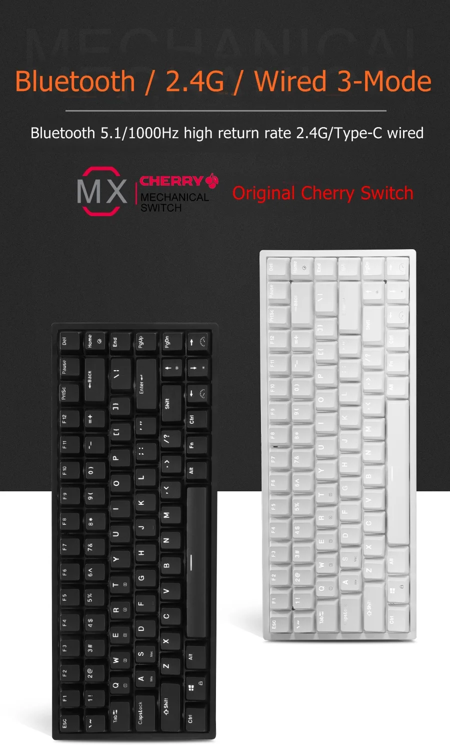 Cheap Factory Price keycaps for mechanical keyboard Royal Kludge gaming backlit logo customized keyboard office black keyboard