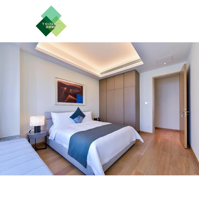 Современный комплект мебели из массива дерева королевского размера на заказ для спальни, виллы, отеля, квартиры