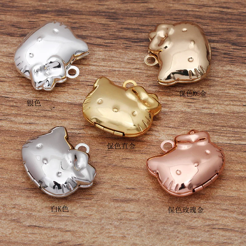 20*20MM Metal Brass Cat Floating Locket Charms Pendant Factory Direct Wholesale Photo Locket
