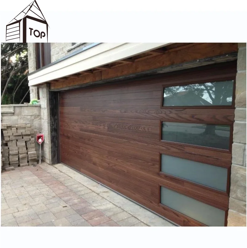 Segmented solid wood garage door, garage door brush seal, plastic cover