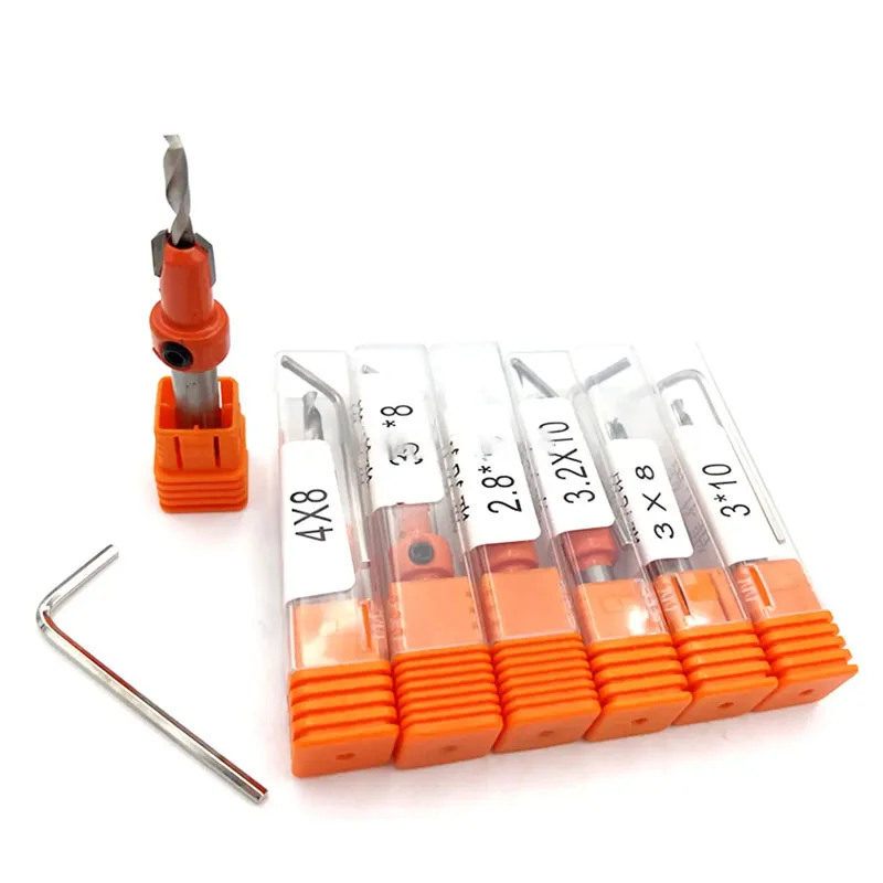 Woodworking countersink drill, taper hole drill, round handle alloy head wood self-tapping screw installation step drill