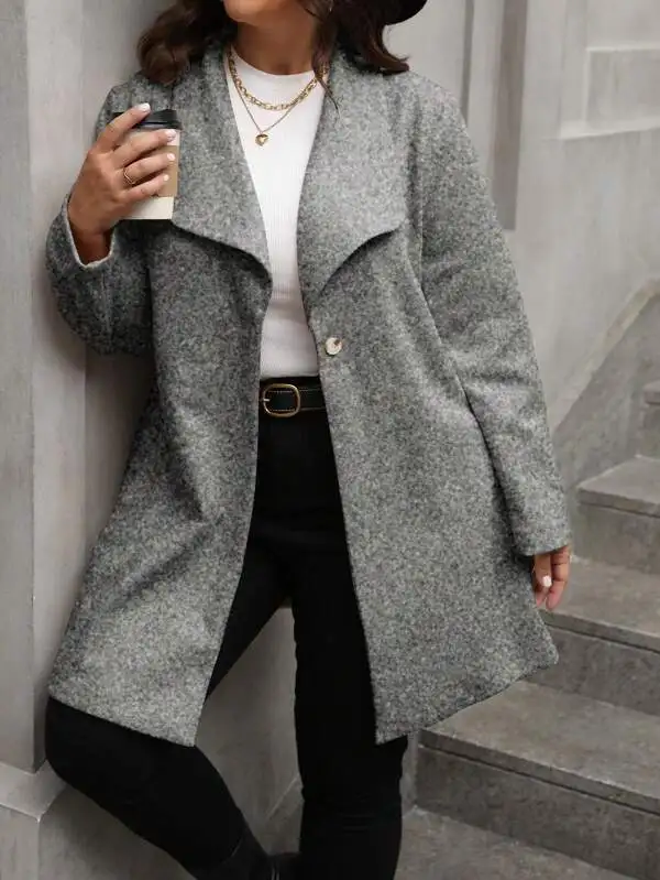 Long-Sleeved Solid Color Lapel Business Short Cardigans Fashion Casual Loose Large Size Womens Suit Jackets