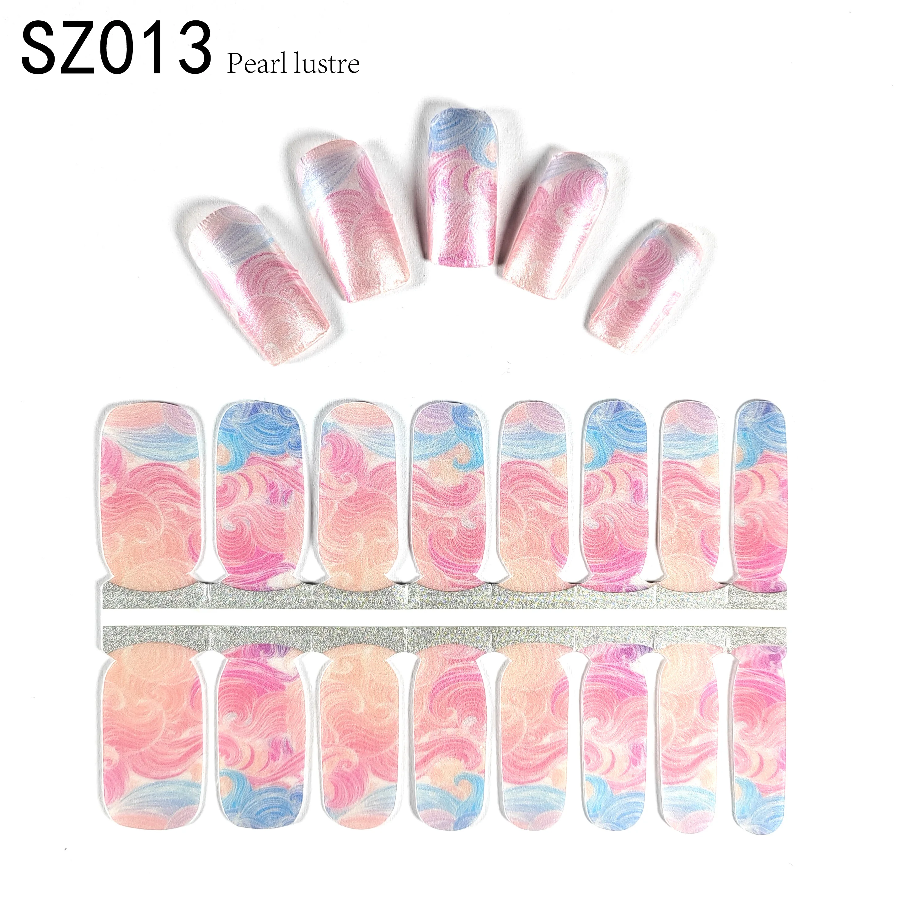 KIKI LEE 16 Strips Korean Women double sided nail glue sticker Fashion Style Products Glossy Gold Glitter Nail polish Stickers