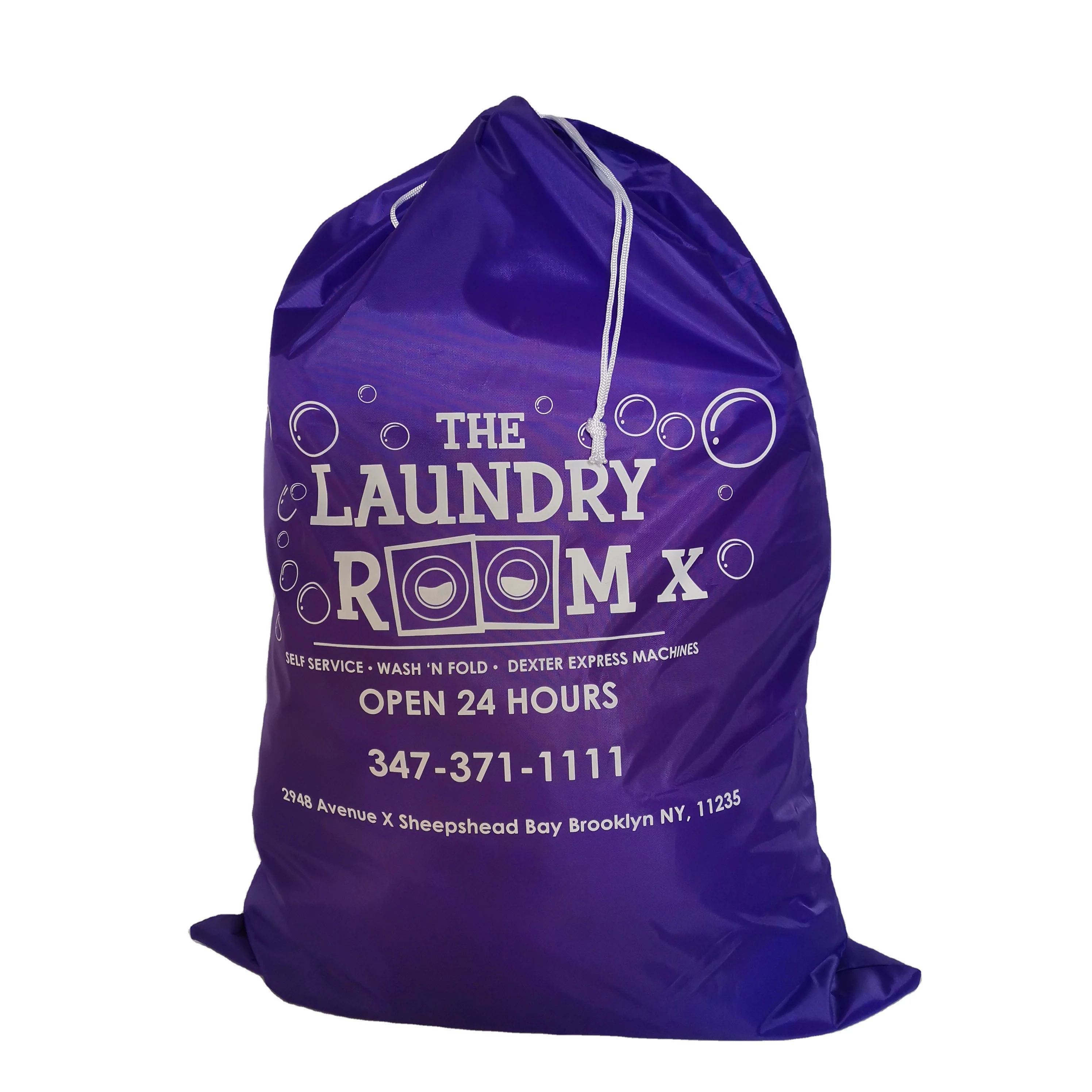 Commercial Heavy Duty Large Hotel Laundry Bags Folding Washing Drawstring Nylon Purple Laundry Bag