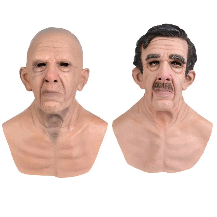 High Quality Best Price Elder Man Mask Realistic Human Latex Head Mask For Halloween Party