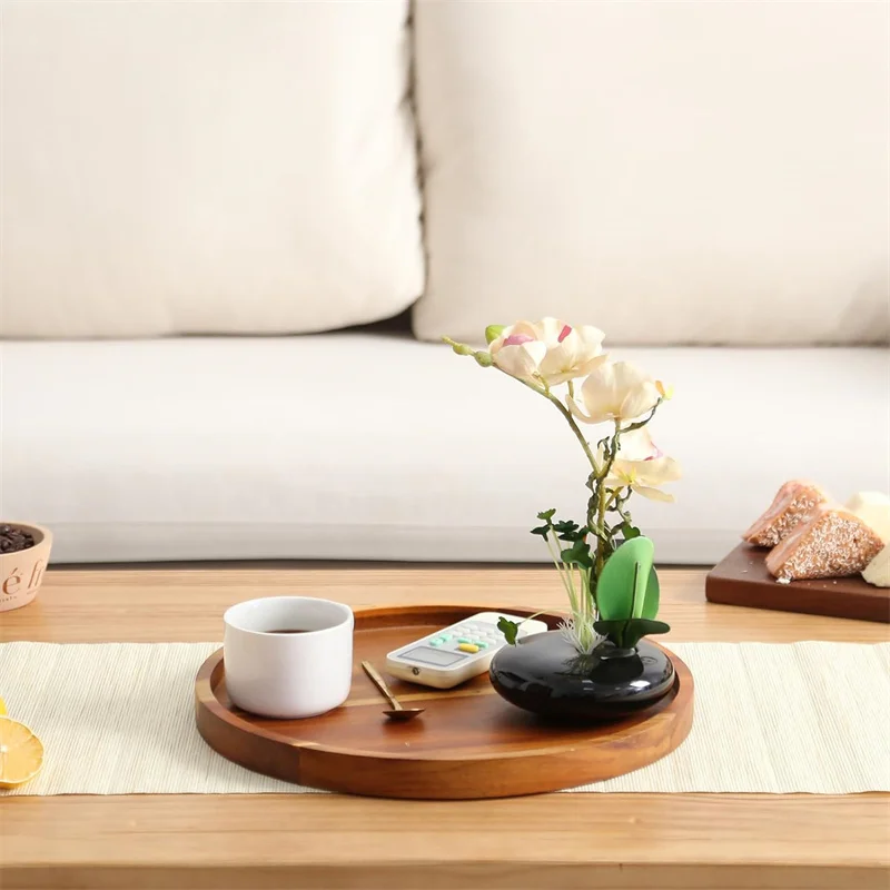Wooden Serving Tray Premium Acacia Wood Round Trays Trays For Chocolate for Coffee