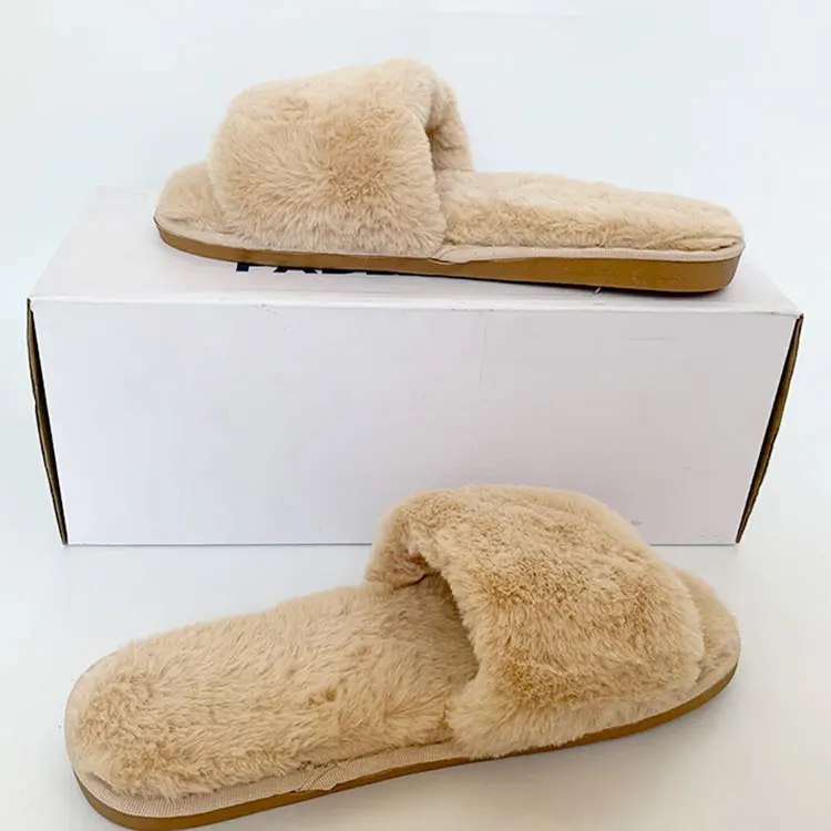 USA New Arrival Women Anti-slip Plush Slippers Cotton Fur Thick Sole Home Slippers WINTER