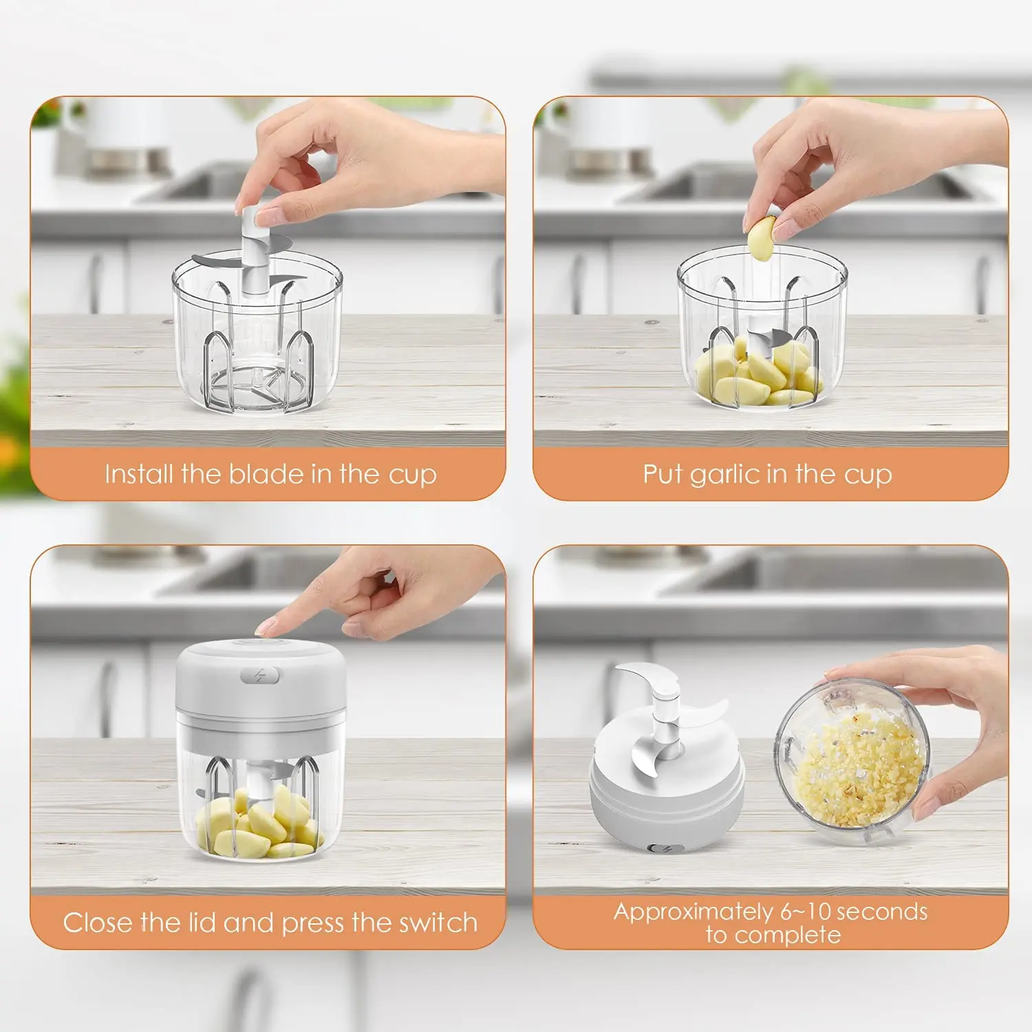 Electric Mini Garlic chopper baby food masher Portable Mini Processor for Chop Onion Ginger USB charging smart portable