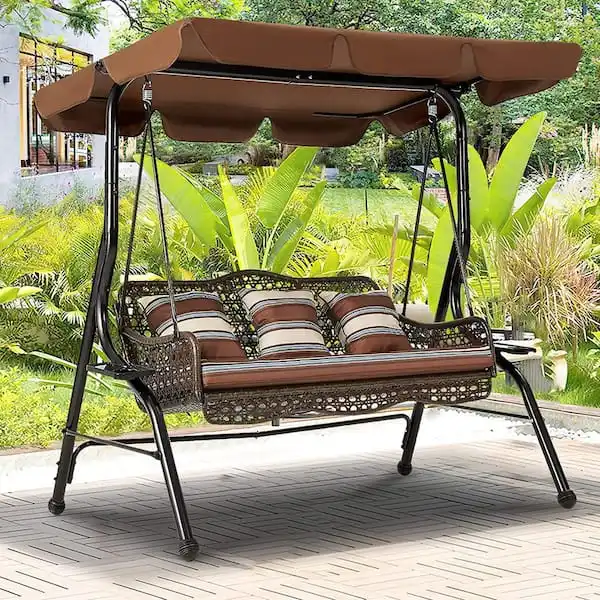 Wholesale Modern Outdoor Furniture Single Seater Metal Frame Patio Rattan Hanging Swing Chairs