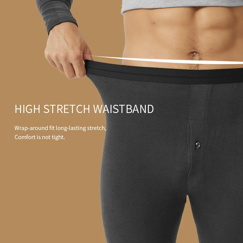 New design autumn winter cashmere silk clothes pants men round neck warm thermal underwear