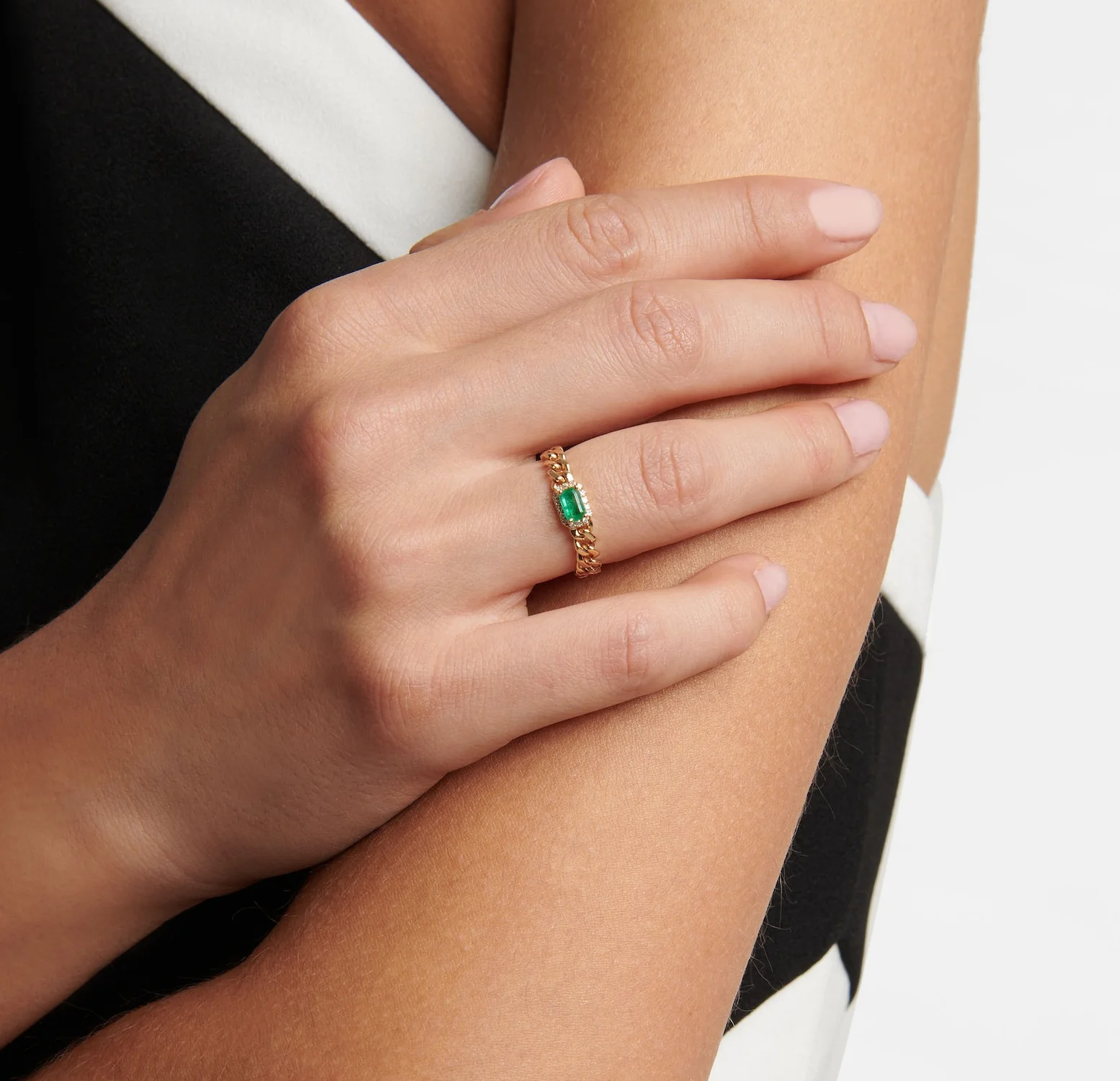 Milskye perfect jewelry for women fashion fine 925 silver 18k gold baby link diamonds emerald rings