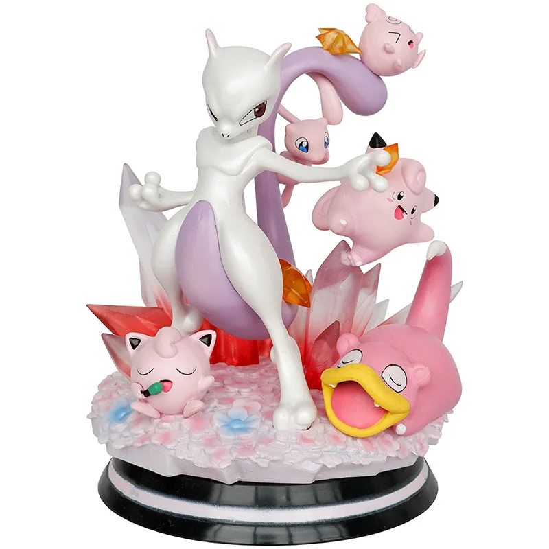 japanese Anime figure poke  Lapras Squirtle Mew Mewtwo Charmander with light action figures for Collection of ornaments
