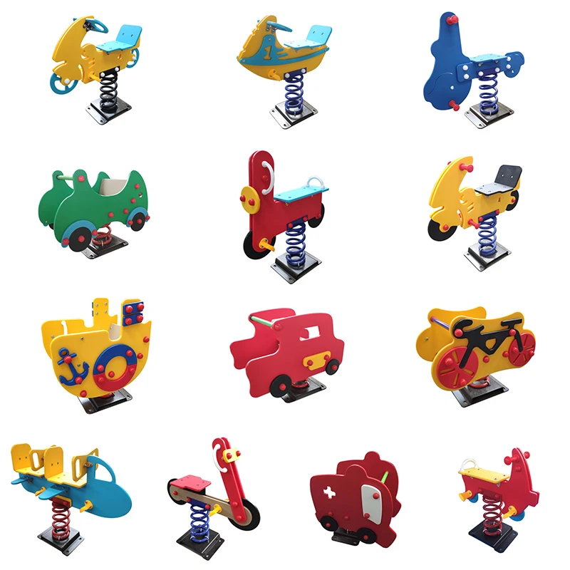Funny Educational Toy Pp Material Orange Cartoon Custom Logo Plastic Toy Rocking Horse Spring Rider
