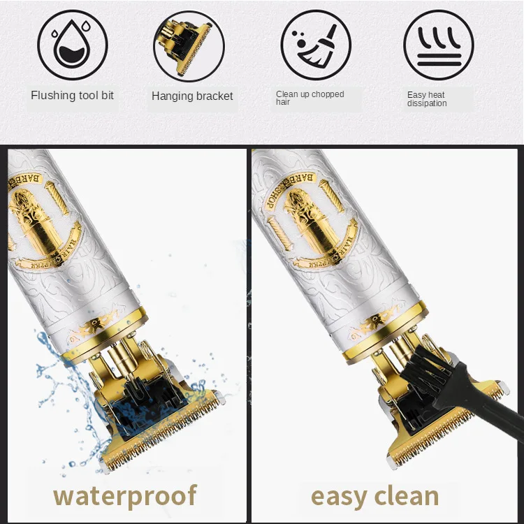 Retro Zero Gapped Rechargeable Cordless Electric Trimmers Set Professional LCD Hair Clippers