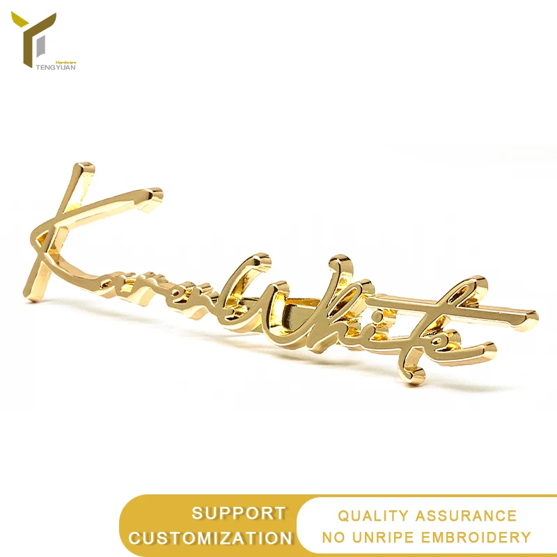  English custom metal tag decorative hardware bag accessory logo labels for