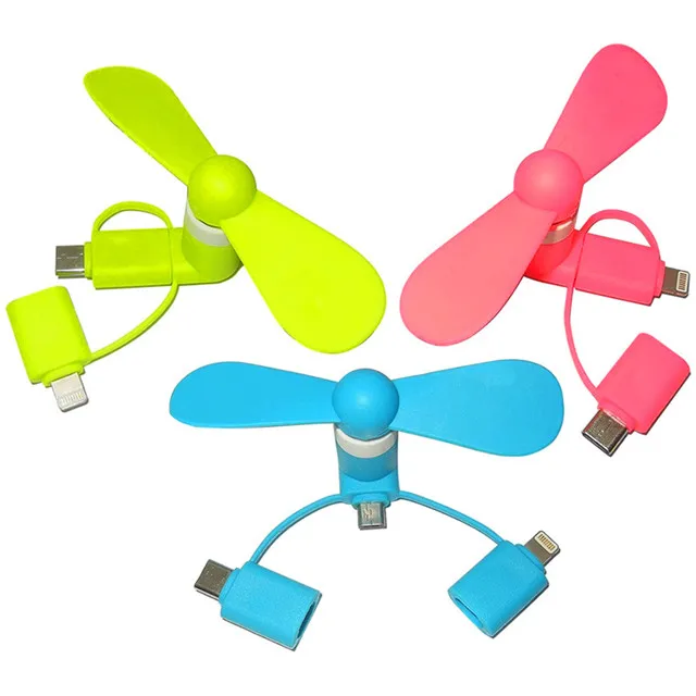 3 в 1 для iPhone Android и type-c вентилятор Micro USB, портативный мини-вентилятор для мобильного телефона