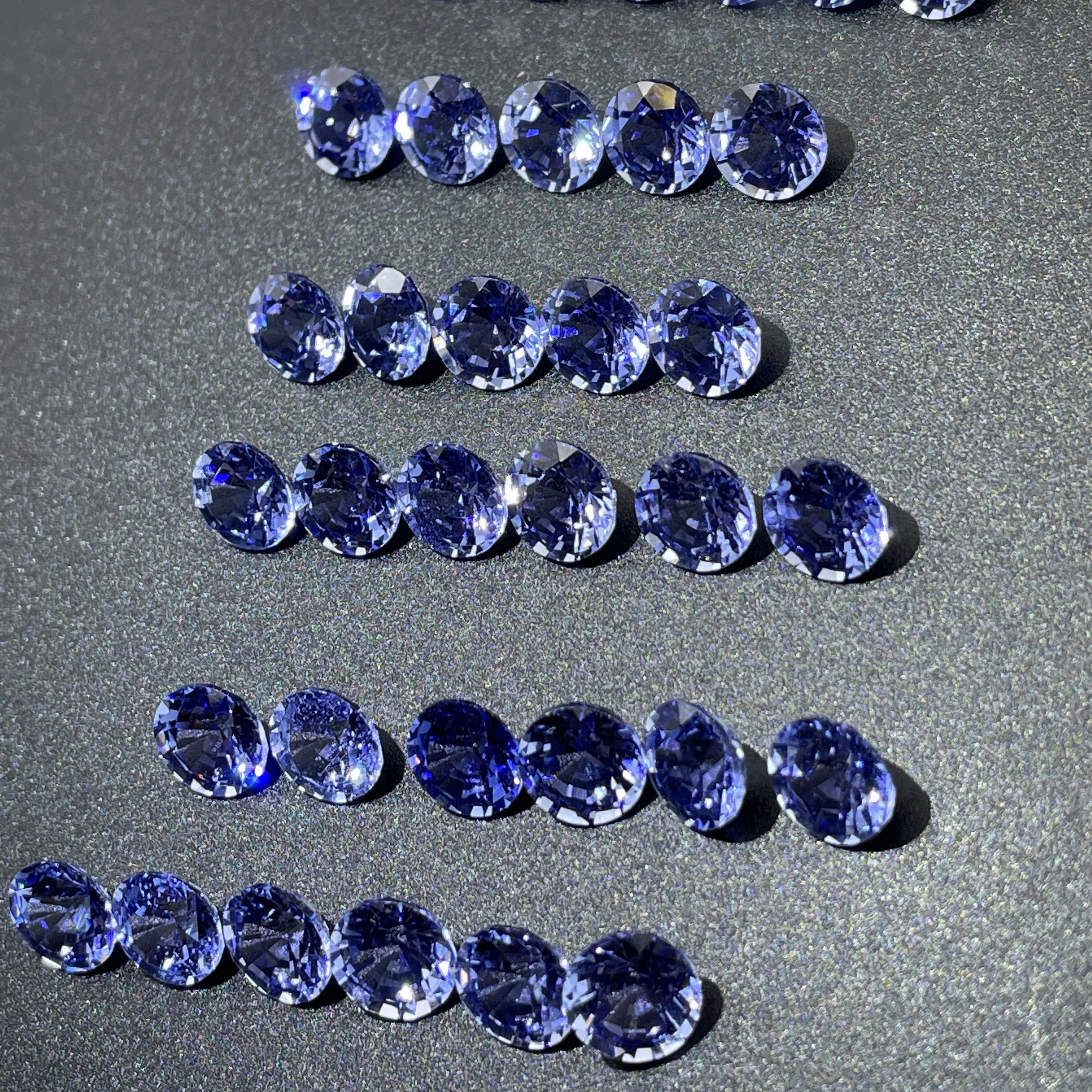 ZHF Jewelry New Arrival Blue Loosestone Gems synthetic sapphire price per carat round blue sapphire 1.3ct  6.5m thick 4.22m