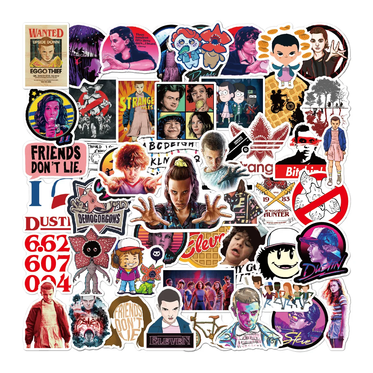 50pcs Stranger Things 3 Stickers Personality Cartoon Creative Motorcycle Computer Skateboard Trolley Luggage Sticker