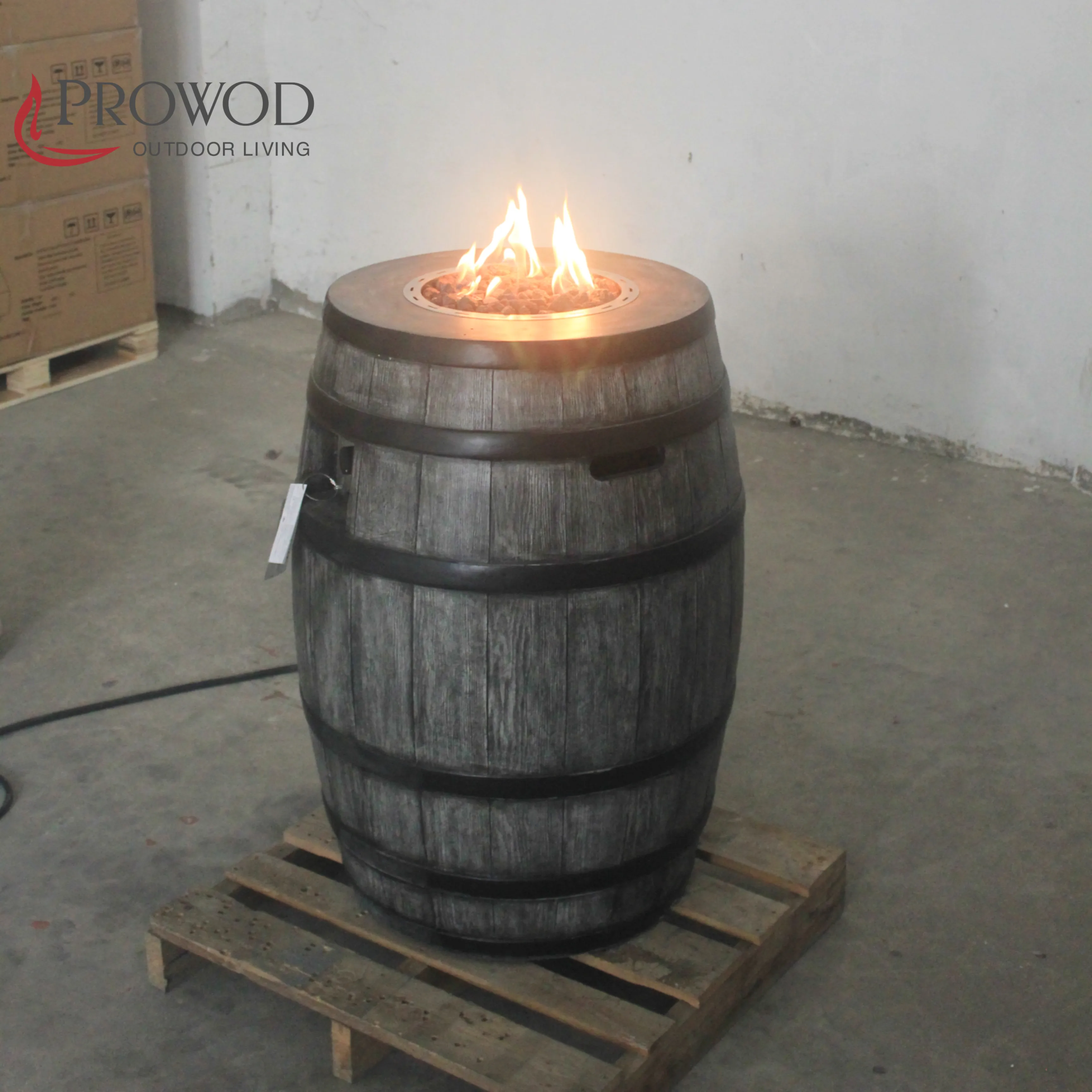 LPG Gas Type Made in Concrete GFRC Fire Oak Barrel Pit