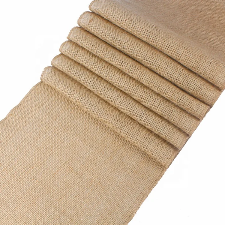 Khaki 30cm Width Linen Vintage Natural Jute Rustic Burlap Table Runner Art Deco Woven Decoration for Home and Hotel Use