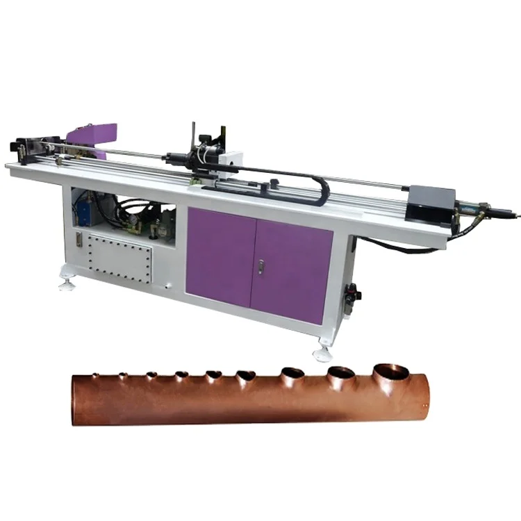 Full automatic copper tube flange hole punching machine for air conditioner & fridge manifold plumbing
