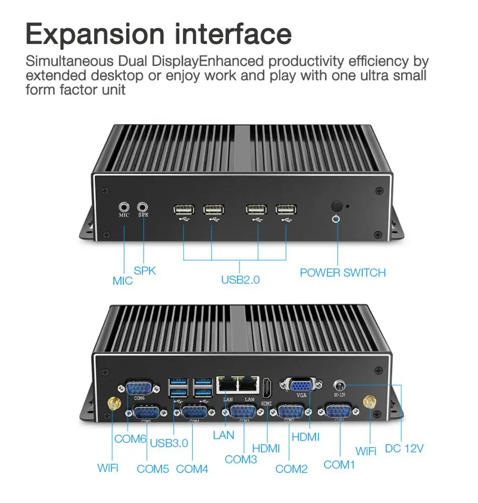 XCY промышленный компьютер J1900 четырехъядерный 2 ethernet 6 RS232 встроенный ПК безвентиляторный