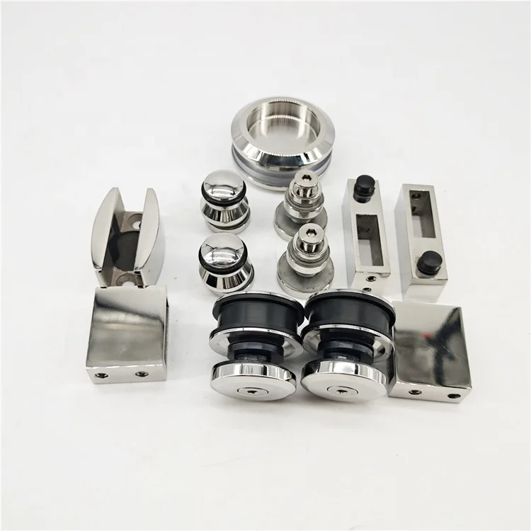 Stainless steel 304 frameless glass sliding door system bathroom glass fitting