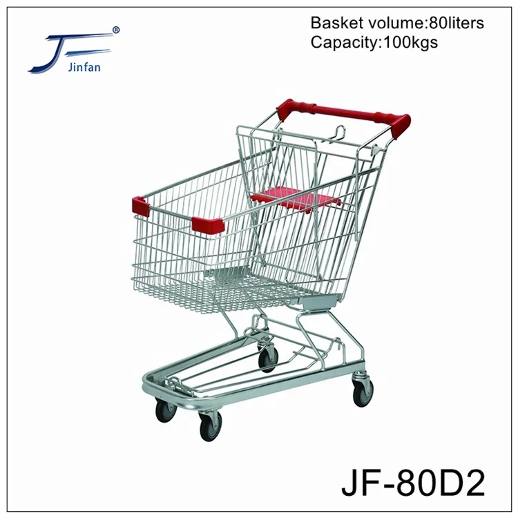 180 liters  Zinc plated Four-wheels supermarket shopping cart with base tray