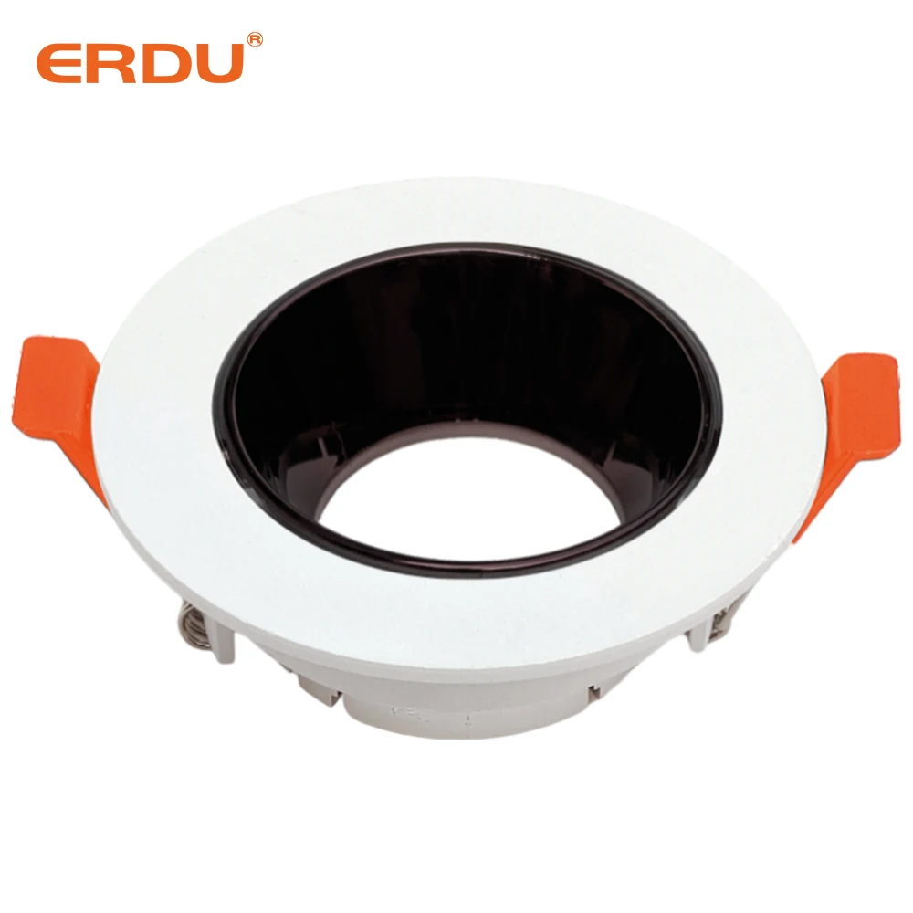 ERDU Aluminum Anti Glare Led Downlight Frame Fixture Recessed MR16 GU10 Module Housing