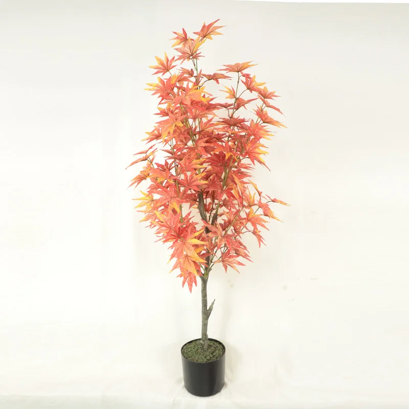 2024 Longstar Wholesale 30/35/44 inch Artificial Plant Orange Maple Tree Maple Leaf Acer Palmatum Livingroom Decor