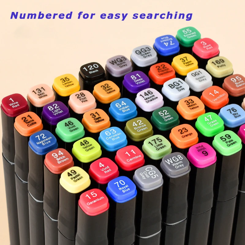 Bo Yi Xuan 24 - 80 Colors Drawing Permanent Sketch Marker Pen Dual Tips Alcohol Art Markers Set For Artists Adults Kids