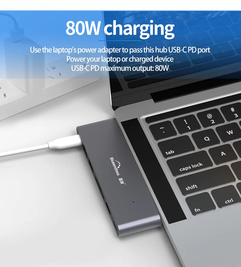 Многофункциональный 7 prot USB C концентратор Поддержка SD TF карты Чтение HDTV высокая скорость в 2 для Mac