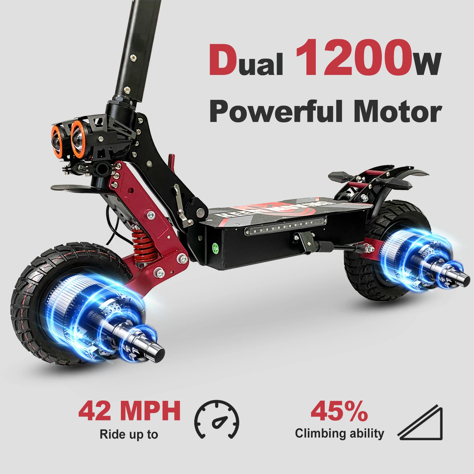 Zon Doo ZO01 Новый внедорожный электрический скутер 10-дюймовый колесный 1200 Вт * 2 складные электрические скутеры для взрослых
